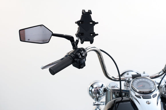Rearview Mirrors with Phone Holder for Motorcycle 1984 - later Harley Davidson Models - Mofun - 90106035