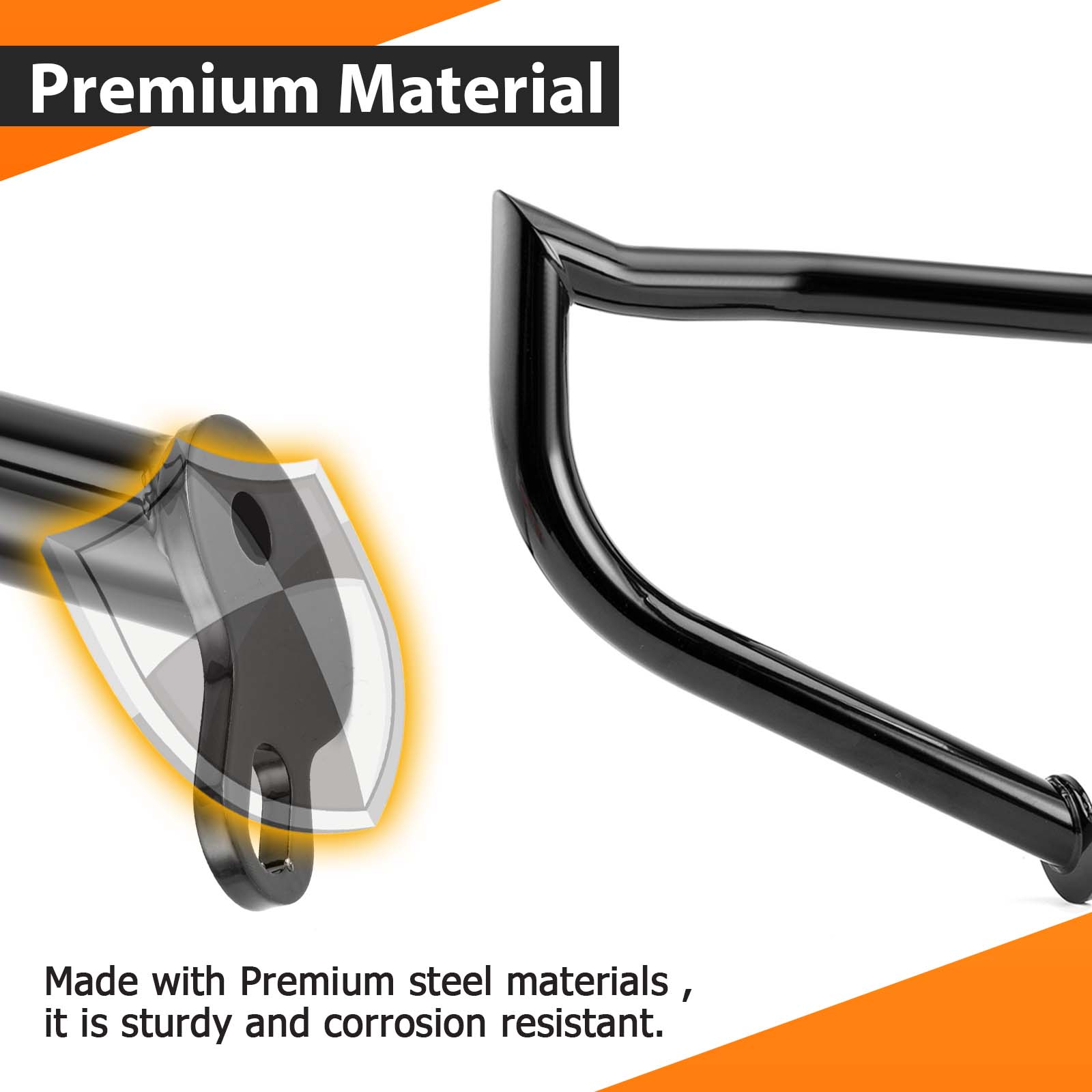 Sharp Angle Front Engine Guard Crash Bar Highway Bar for 2009 - 2025 Harley Touring without Lower Fairing - Mofun - 90201075+90201075P01