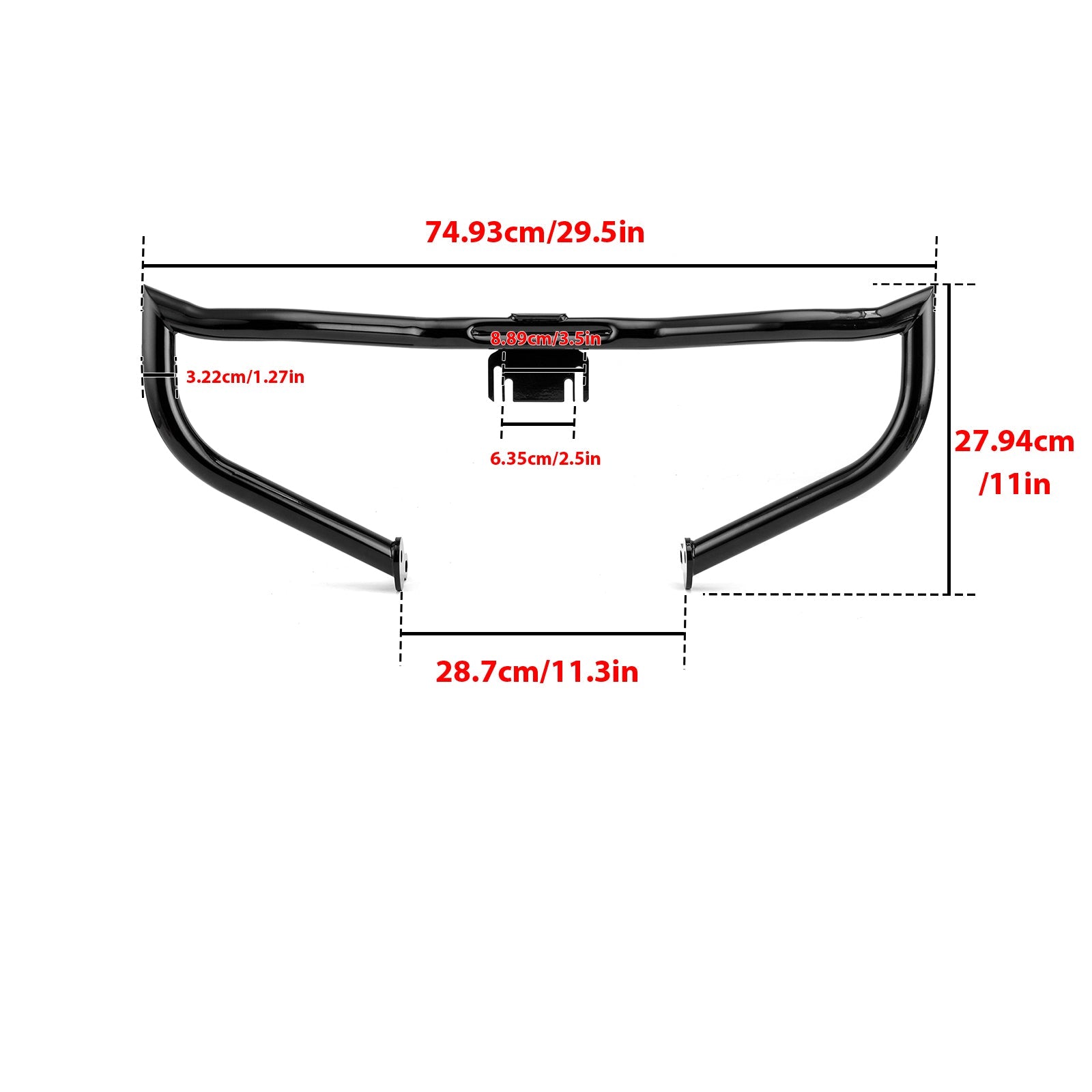 Sharp Angle Front Engine Guard Crash Bar Highway Bar for 2009 - 2025 Harley Touring without Lower Fairing - Mofun - 90201075+90201075P01