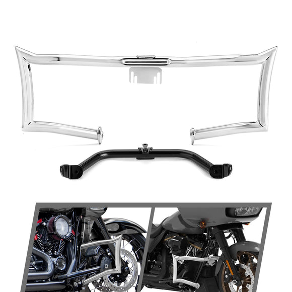Sharp Chopped Front Engine Guard Crash Bar&Fairing Support Brackets for Harley Touring Road Glide 2015 - 2023 without Lower Fairing - Mofun - 90201077