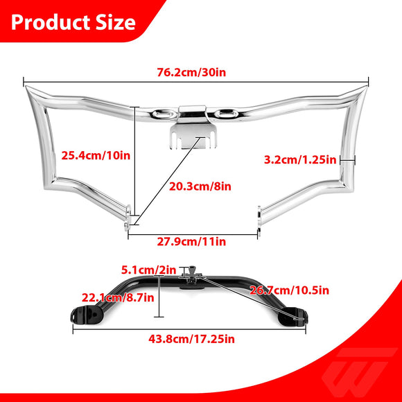 Sharp Chopped Front Engine Guard Crash Bar&Fairing Support Brackets for Harley Touring Road Glide 2015 - 2023 without Lower Fairing - Mofun - 90201078