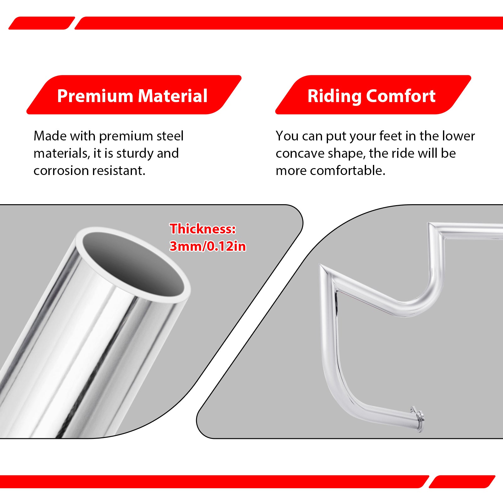 Sharp Front Engine Guard Crash Bar Highway Bar for 2009 - 2023 Harley Touring and Trike Models without Lower Fairing - Mofun - 90201124