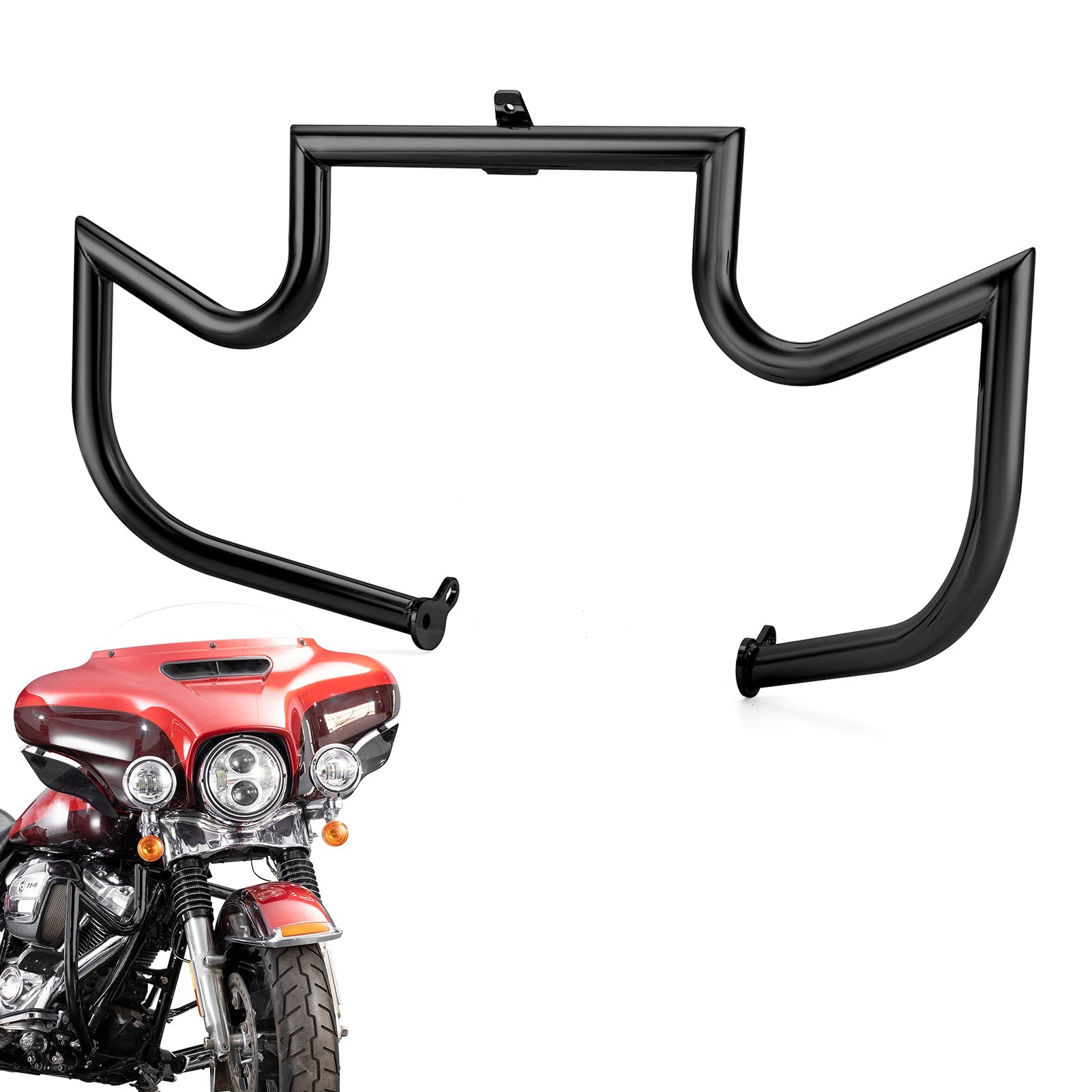 Sharp Front Engine Guard Crash Bar Highway Bar for 2009 - 2023 Harley Touring and Trike Models without Lower Fairing - Mofun - 90201125
