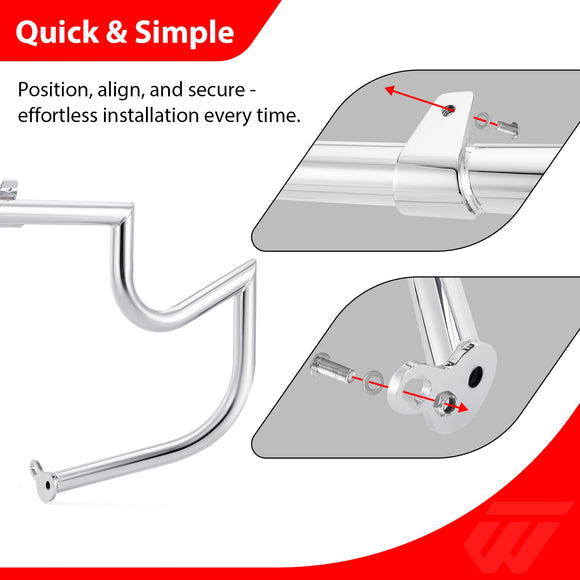 Sharp Front Engine Guard Crash Bar Highway Bar for 2009 - 2023 Harley Touring and Trike Models without Lower Fairing - Mofun - 90201124