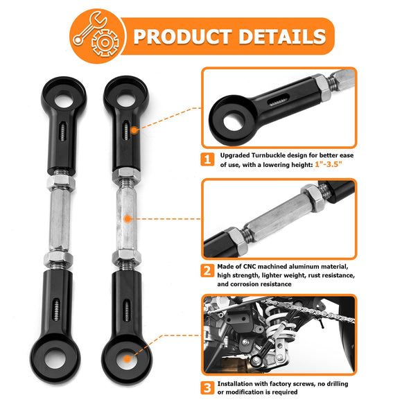 Suzuki GSX - R600 R750 R1000 Kawasaki ZX - 6R 9R 10R 12R Adjustable 1" - 3.5" Rear Lowering Link - Mofun - 90506019