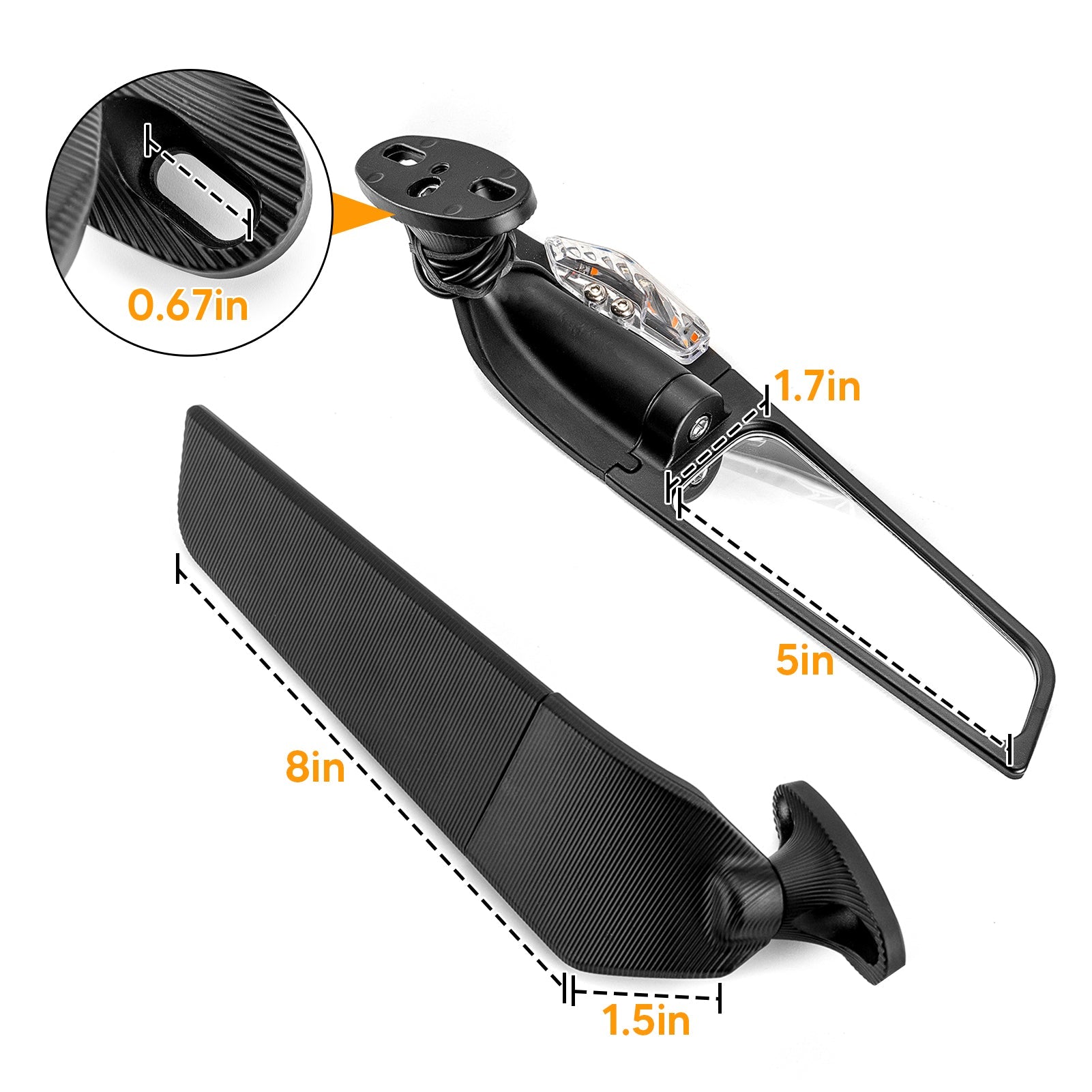 Suzuki GSXR 600 Honda CBR1000RR Kawasaki Ninja250 Universal Racing Wing Rearview Mirror - Mofun - 90106034