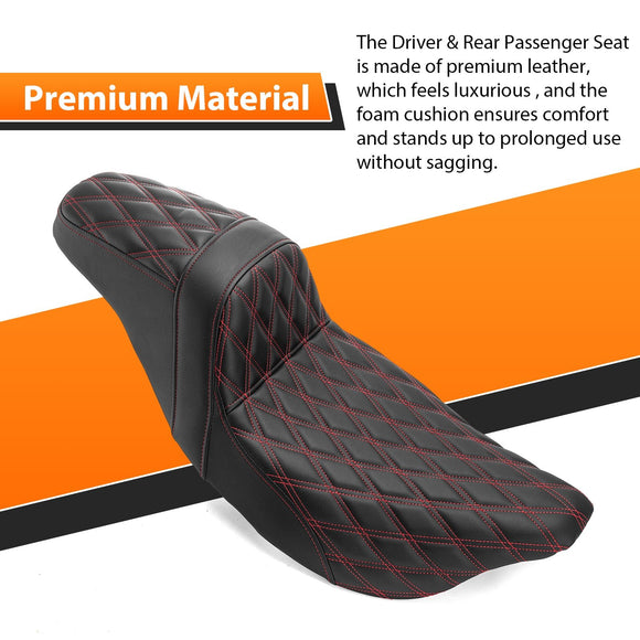 Two Up Driver&Passenger Seat 2 - Up Seat for 2008 - 2023 Harley Touring Models | Red Double Stitching - Mofun - 90304009