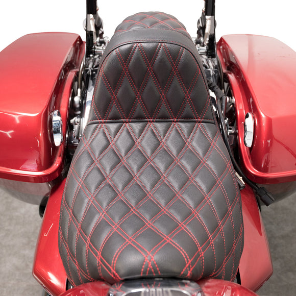 Two Up Driver&Passenger Seat 2 - Up Seat for 2008 - 2023 Harley Touring Models | Red Double Stitching - Mofun - 90304009