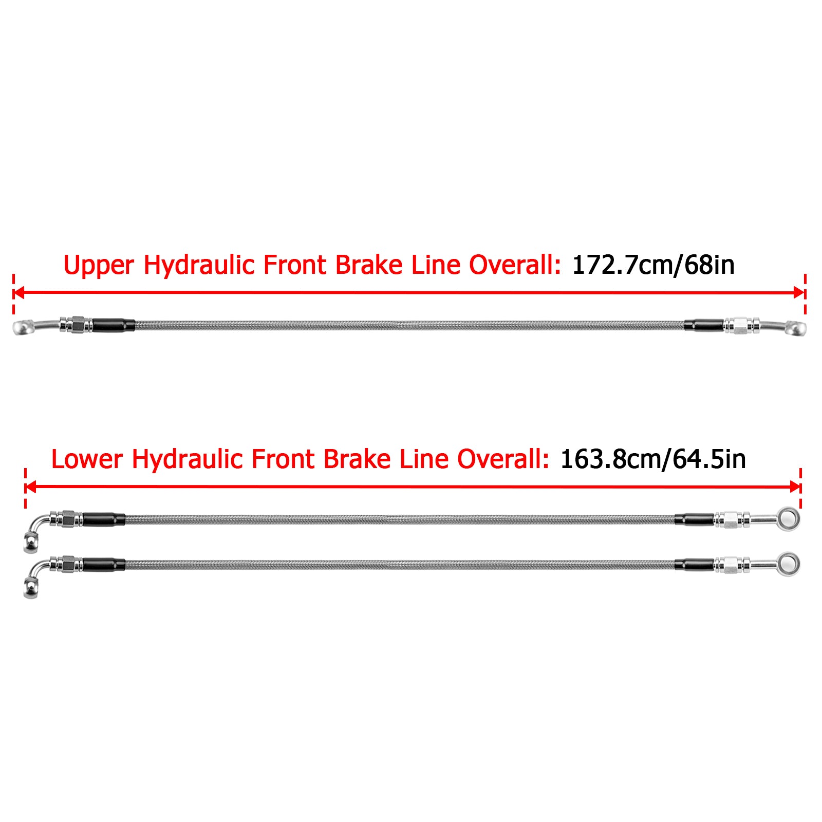 Upper and Lower Hydraulic Front ABS Brake Lines for 2014 - 2024 Harley Touring ABS Models (for 12