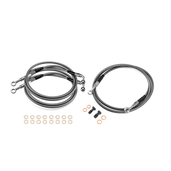 Upper and Lower Hydraulic Front ABS Brake Lines for 2014 - 2024 Harley Touring ABS Models (for 12" - 14" Handlebar) - Mofun - 90109014