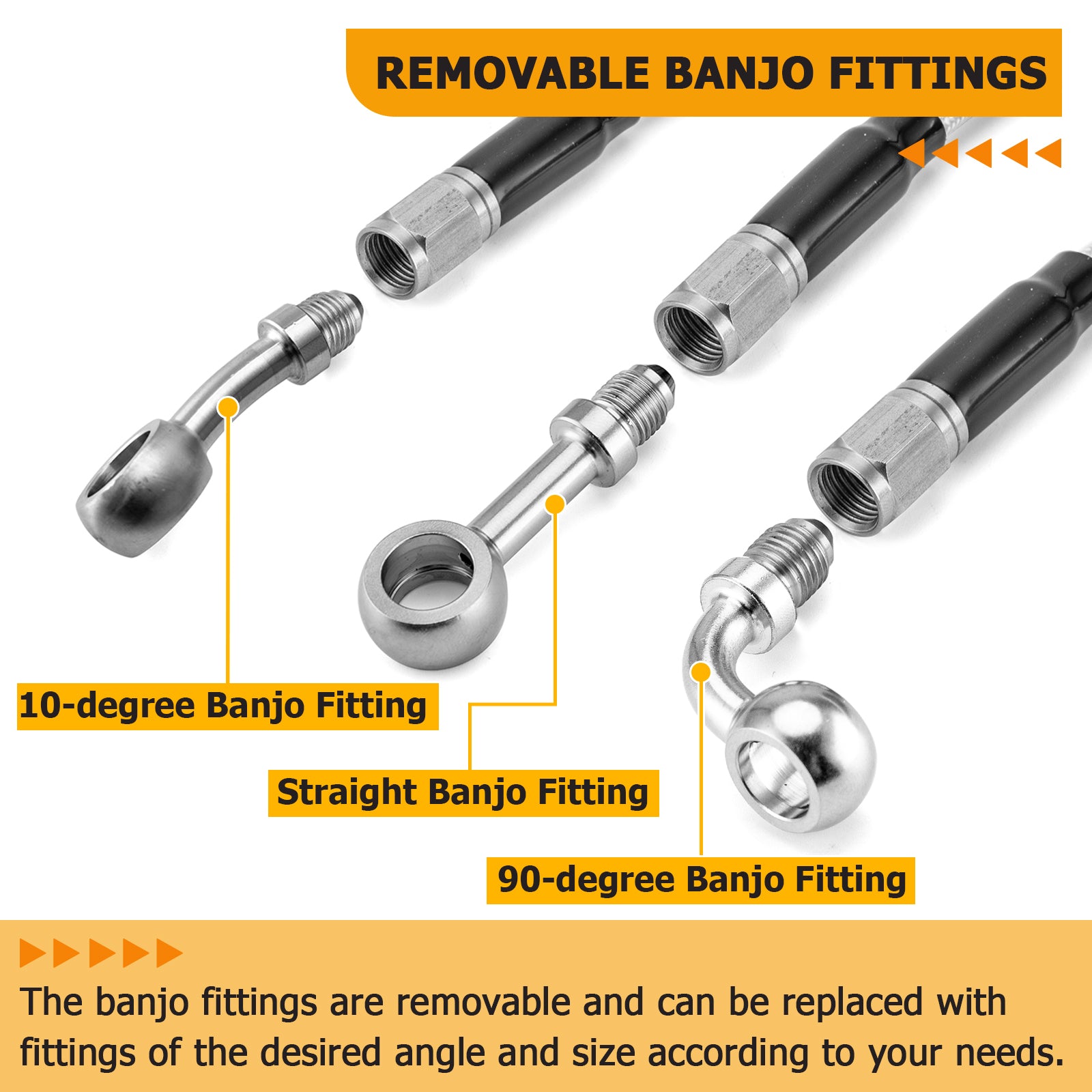 Upper and Lower Hydraulic Front ABS Brake Lines for 2014 - 2024 Harley Touring ABS Models (for 12