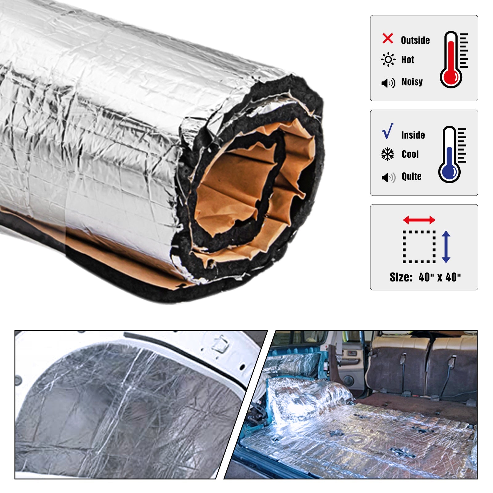 10mm 40"x40" Motorcycle Engine Heat Sound Deadener Dampening Insulation Mat - Mofun - 90820003