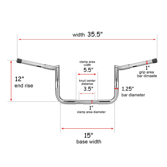 1986 - 2023 Harley Street Glide / Electra Glide 1" Clamp 12" Rise Meathook Bar Handlebar - Mofun - HD046 - E