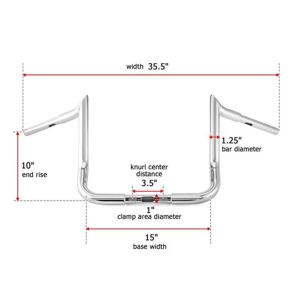 1986 - 2023 Harley Touring Electra Glide FLHT 10" Rise Ape Hanger Handlebar - Mofun - 90101016