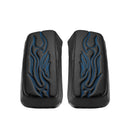 1993 - 2013 Harley Touring Blue Flame Microfiber Leather Saddlebag Lid Covers - Mofun - 90209010