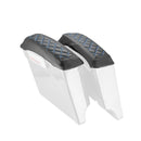1993 - 2013 Harley Touring Blue Square Microfiber Leather Saddlebag Lid Covers - Mofun - 90209014