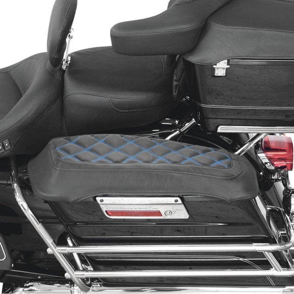 1993 - 2013 Harley Touring Blue Square Microfiber Leather Saddlebag Lid Covers - Mofun - 90209014