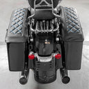 1993 - 2013 Harley Touring Blue Square Microfiber Leather Saddlebag Lid Covers - Mofun - 90209014