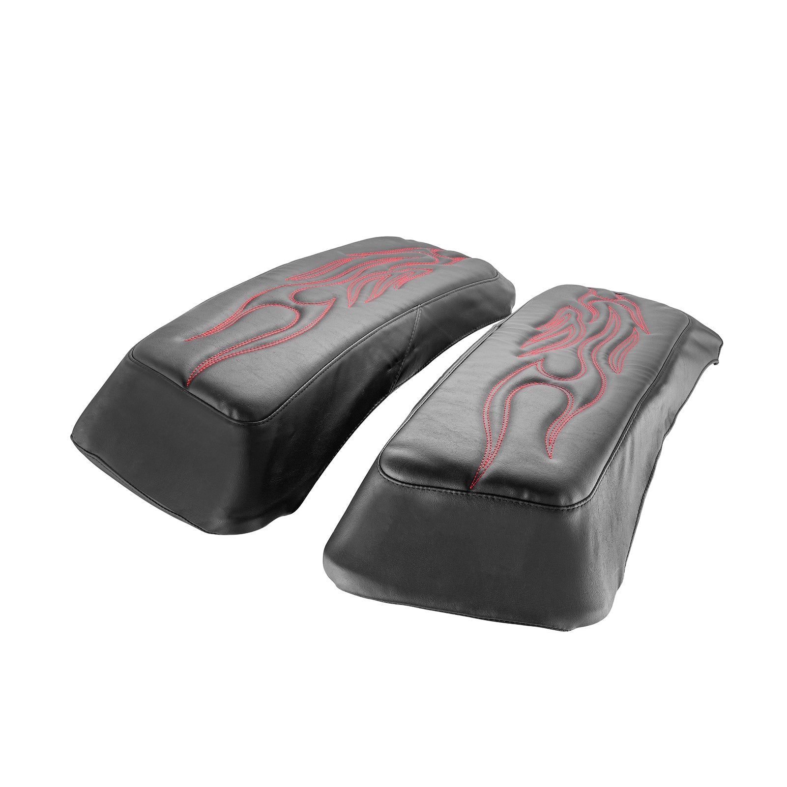 1993 - 2013 Harley Touring Microfiber Leather Red Flame Saddlebag Lid Covers - Mofun - 90209008