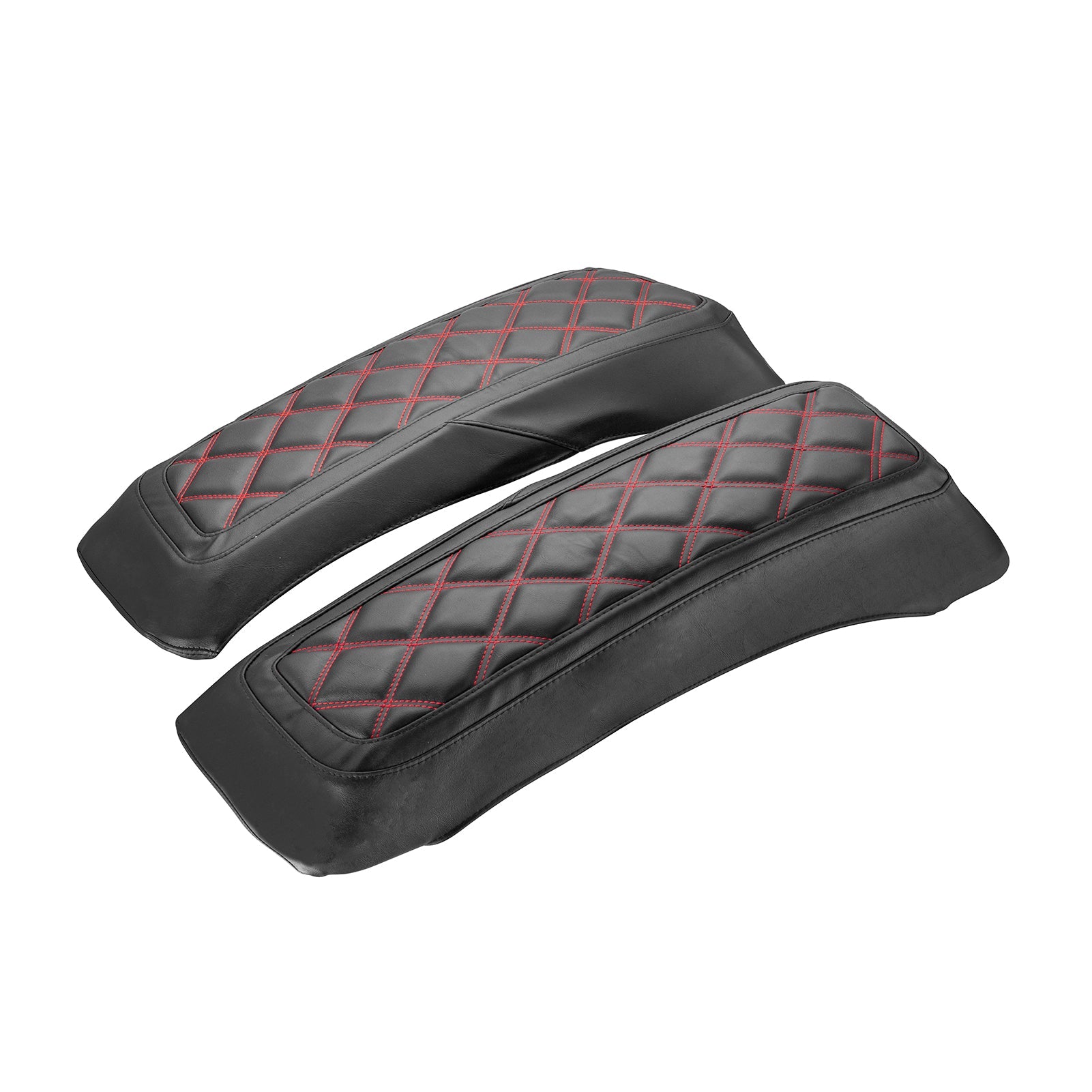 1993 - 2013 Harley Touring Red Square Microfiber Leather Saddlebag Lid Covers - Mofun - 90209012