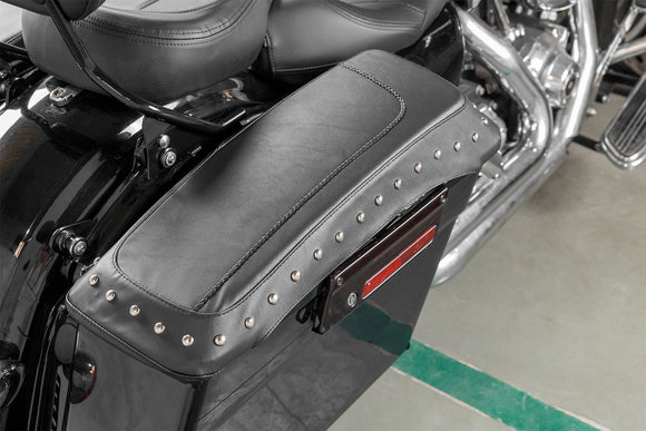1993 - 2023 Harley Touring FLHT FLHR FLTR FLHX Black Studding Saddlebag Lid Covers - Mofun - 90209006