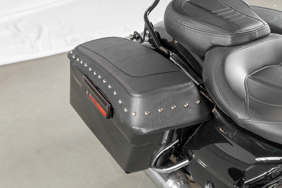 1993 - 2023 Harley Touring FLHT FLHR FLTR FLHX Black Studding Saddlebag Lid Covers - Mofun - 90209006