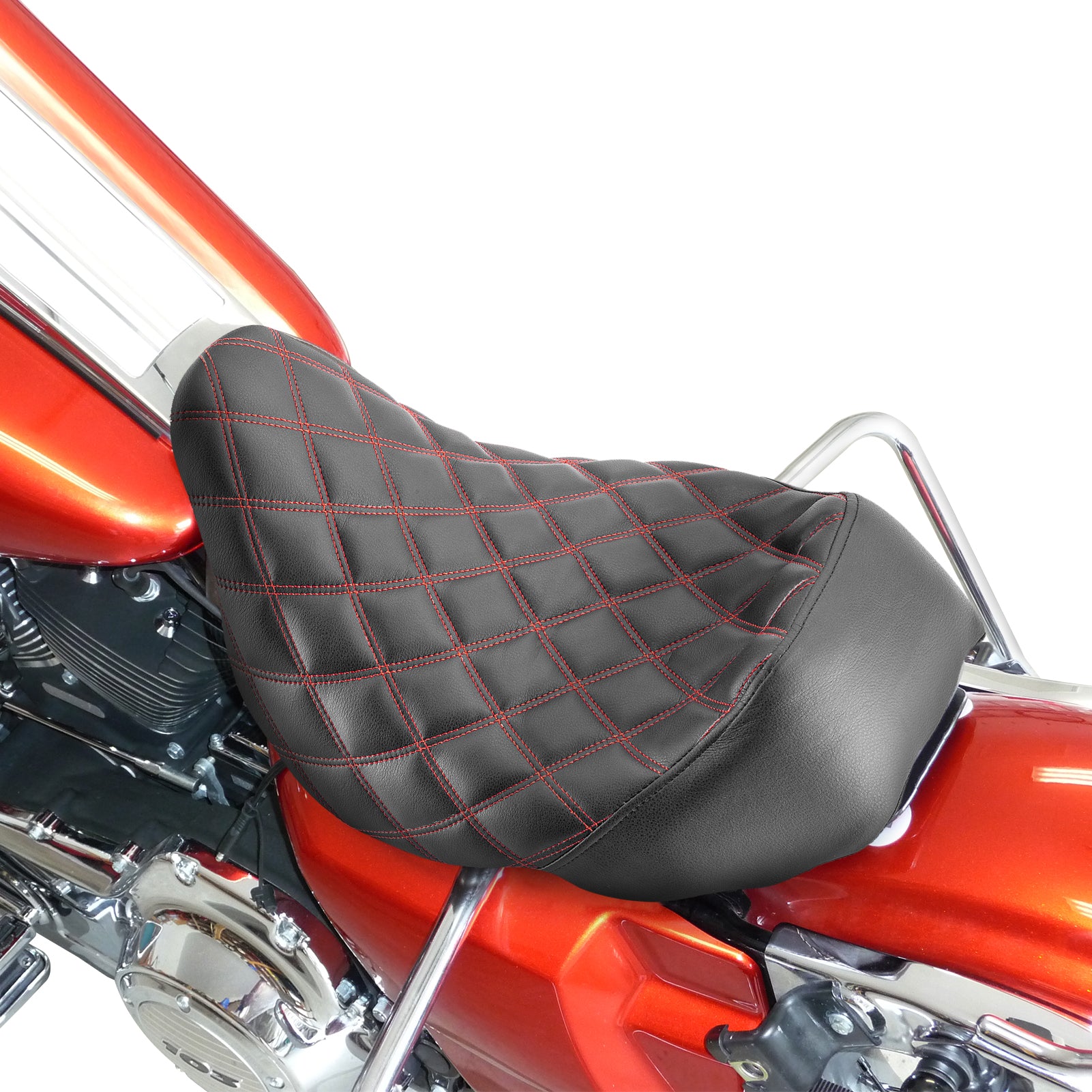 2008-2023 Harley Touring Road Glide Street Glide Road King Red Square Solo Rider Seat-6