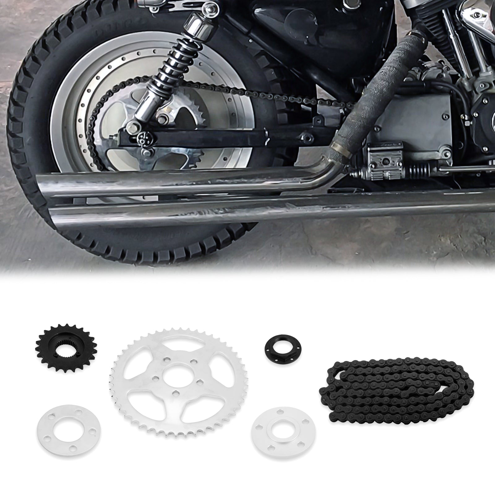 2004+ Harley Sportster XL 883 1200 Rear Chain Drive Conversion Sprocket Set