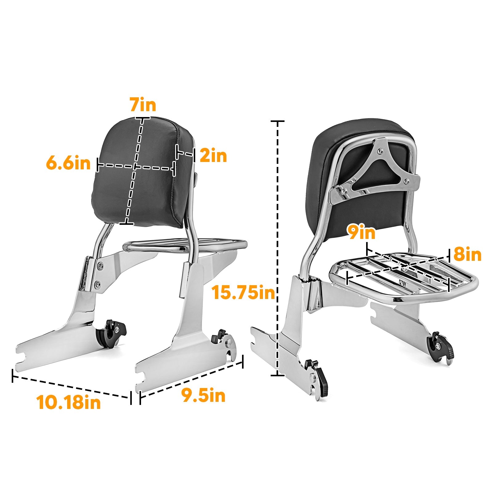 2000 - 2017 Harley Softail Standard Height Passenger Backrest Sissy Bar & Luggage Rack - Mofun - 90302039