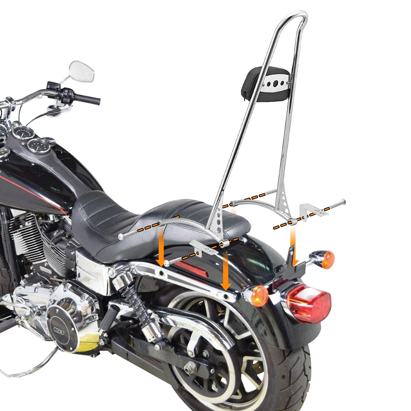 2006 - 2017 Harley Dyna Fat Bob Low Rider Detachable Backrest Passenger Sissy Bar - Mofun - HD074 - E