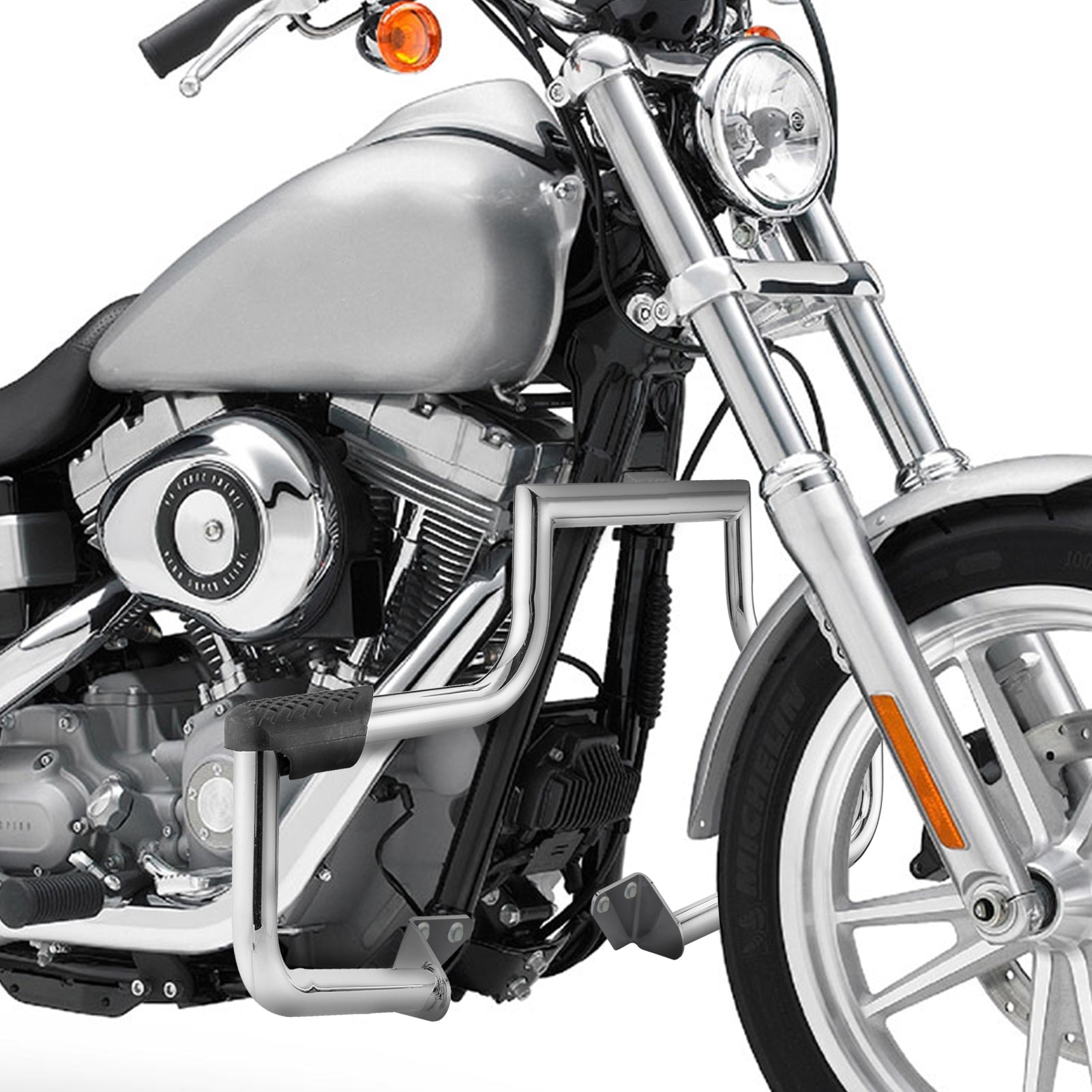 2006 - 2017 Harley Dyna Steel Pipe Chrome Front Engine Guard Crash Bar - Mofun - 90201038