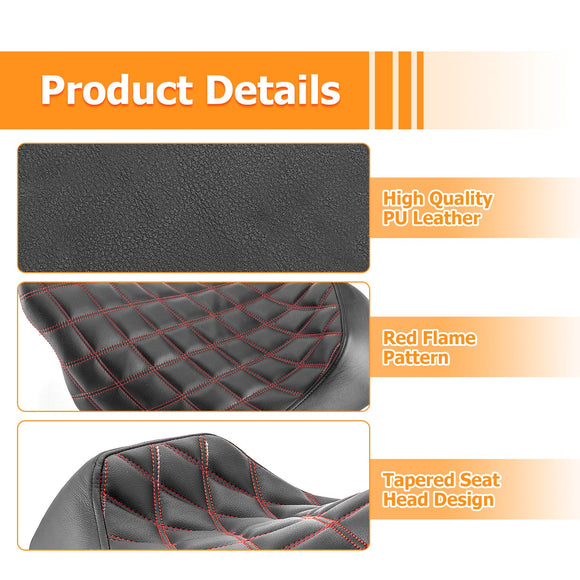 2008 - 2024 Harley Touring Road Glide Street Glide Road King Red Square Solo Rider Seat - Mofun - 90305004