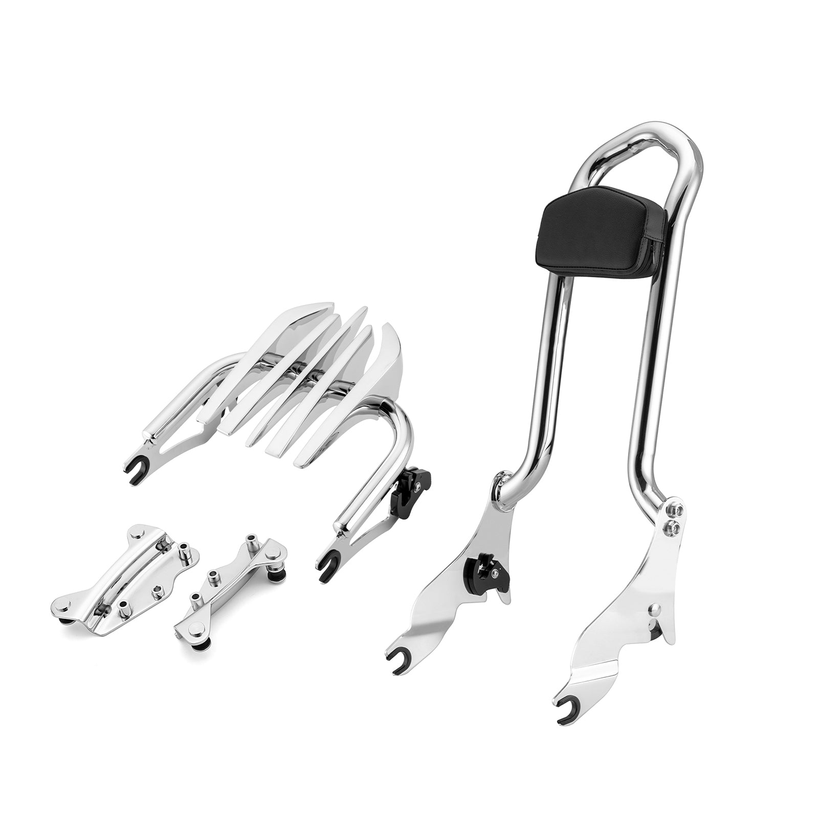2009 - 2013 Harley Touring FLHR FLHX FLHT FLTR Chrome Sissy Bar Backrest&Luggage Rack&Docking Kit - Mofun - 90303001+90302095+90205090
