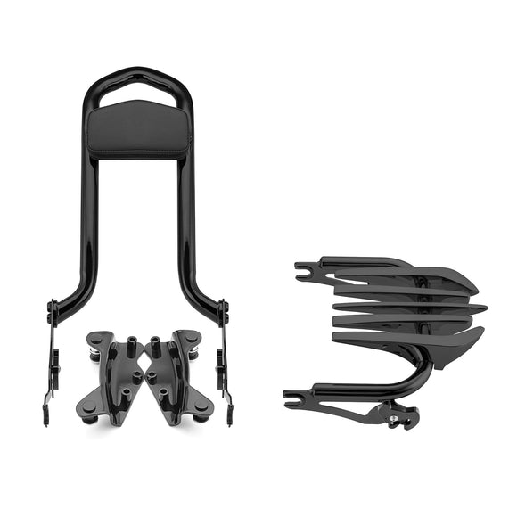 2009 - 2013 Harley Touring FLHX FLHT FLHR FLTR Passenger Backrest Sissy Bar&Luggage Rack&Docking Hardware Kit - Mofun - 90303002+90302096+90205091