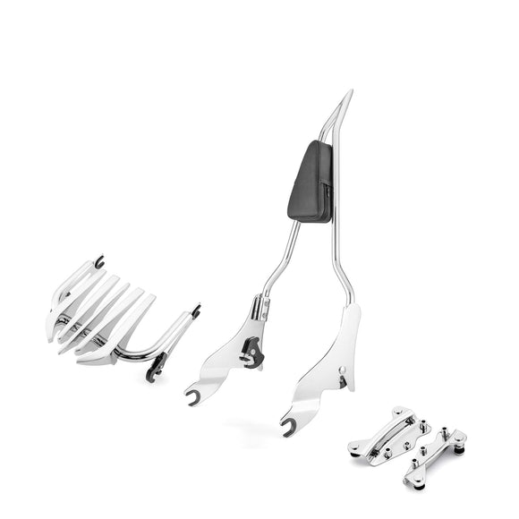 2009 - 2013 Harley Touring Road King Street Glide Chrome Sissy Bar Backrest&Luggage Rack&Docking Kit - Mofun - 90303001+90302099+90205090