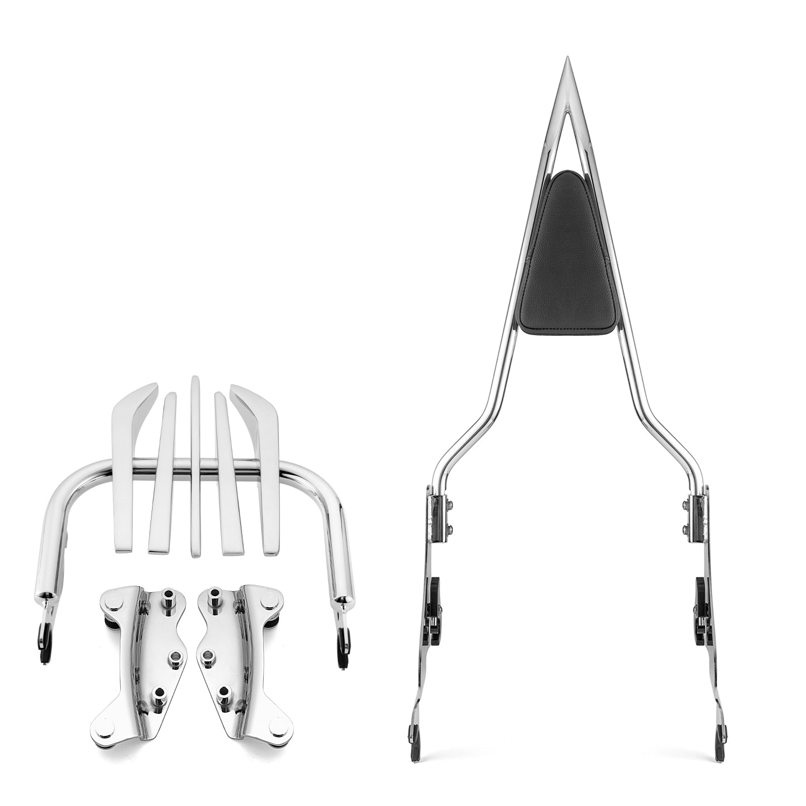 2009 - 2013 Harley Touring Road King Street Glide Chrome Sissy Bar Backrest&Luggage Rack&Docking Kit - Mofun - 90303001+90302099+90205090