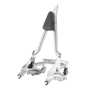 2009 - 2024 Harley Touring Chrome Passenger Backrest Sissy Bar & Luggage Rack & Docking Kit - Mofun - 90302097+HD018 - E+HD022 - E