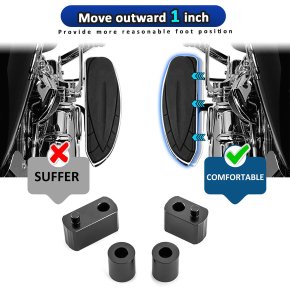 2009 - 2024 Harley Touring FLHT FLHR FLTR Driver Floorboard Extension Spacers Aluminum Alloy - Mofun - 90420019