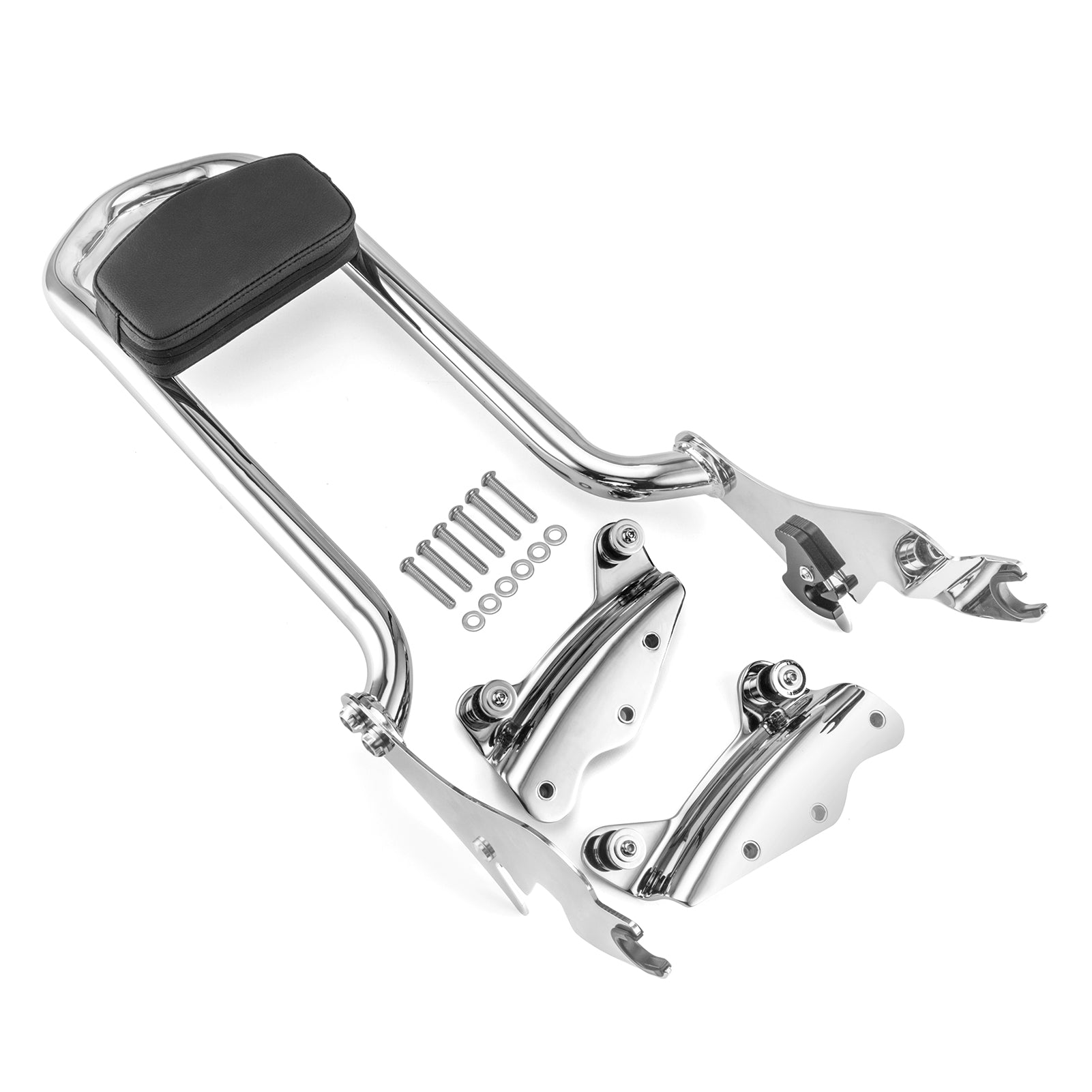 2009 - 2024 Harley Touring FLHX FLHT FLHR FLTR Chrome Passenger Backrest Sissy Bar&Docking Kit - Mofun - 90302095+HD018 - E