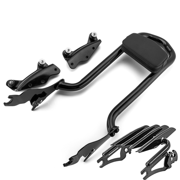 2009 - 2024 Harley Touring FLHX FLHT FLHR FLTR Sissy Bar Backrest Luggage Rack Docking Kit - Mofun - 90302096+HD018 - B+HD022 - B