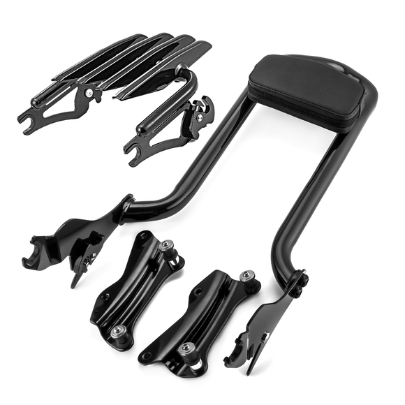 2009 - 2024 Harley Touring FLHX FLHT FLHR FLTR Sissy Bar Backrest Luggage Rack Docking Kit - Mofun - 90302096+HD019 - B+HD022 - B