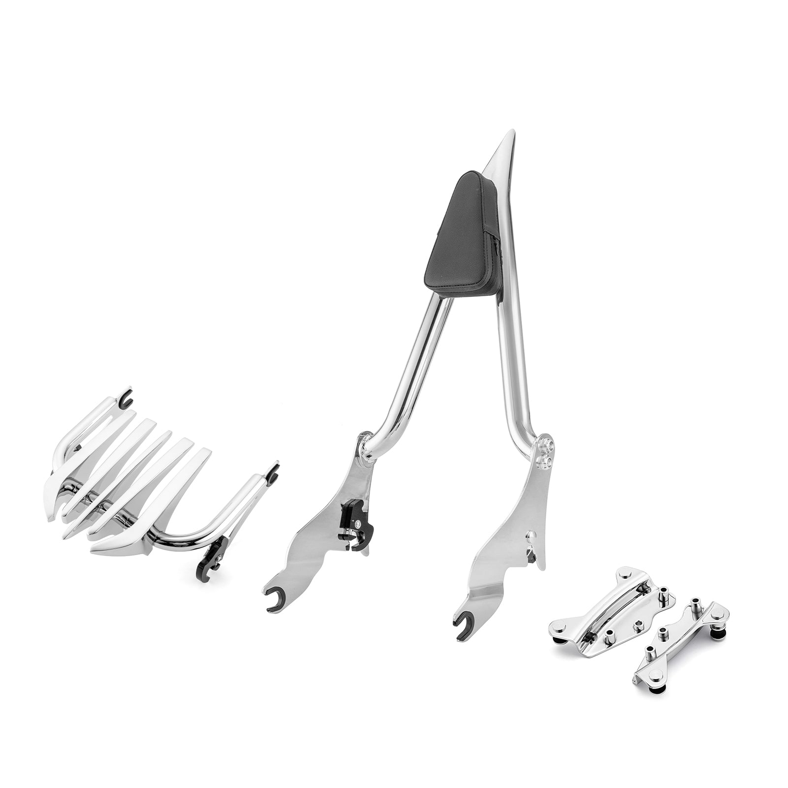 2009 - 2024 Harley Touring Road King Road Glide Chrome Sissy Bar Backrest & Luggage Rack& Docking Kit - Mofun - 90303001+90302097+90205090