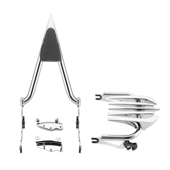 2009 - 2024 Harley Touring Road King Road Glide Chrome Sissy Bar Backrest & Luggage Rack& Docking Kit - Mofun - 90303001+90302097+90205090