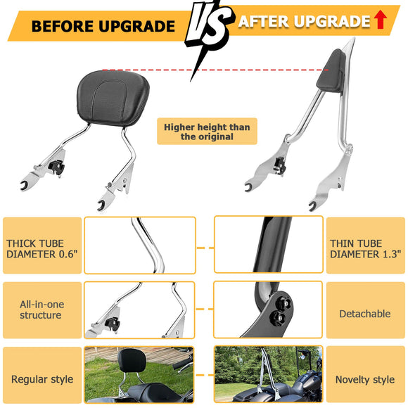 2009 - 2024 Harley Touring Road King Street Glide 27" Tall Passenger Backrest Sissy Bar - Mofun - 90302097