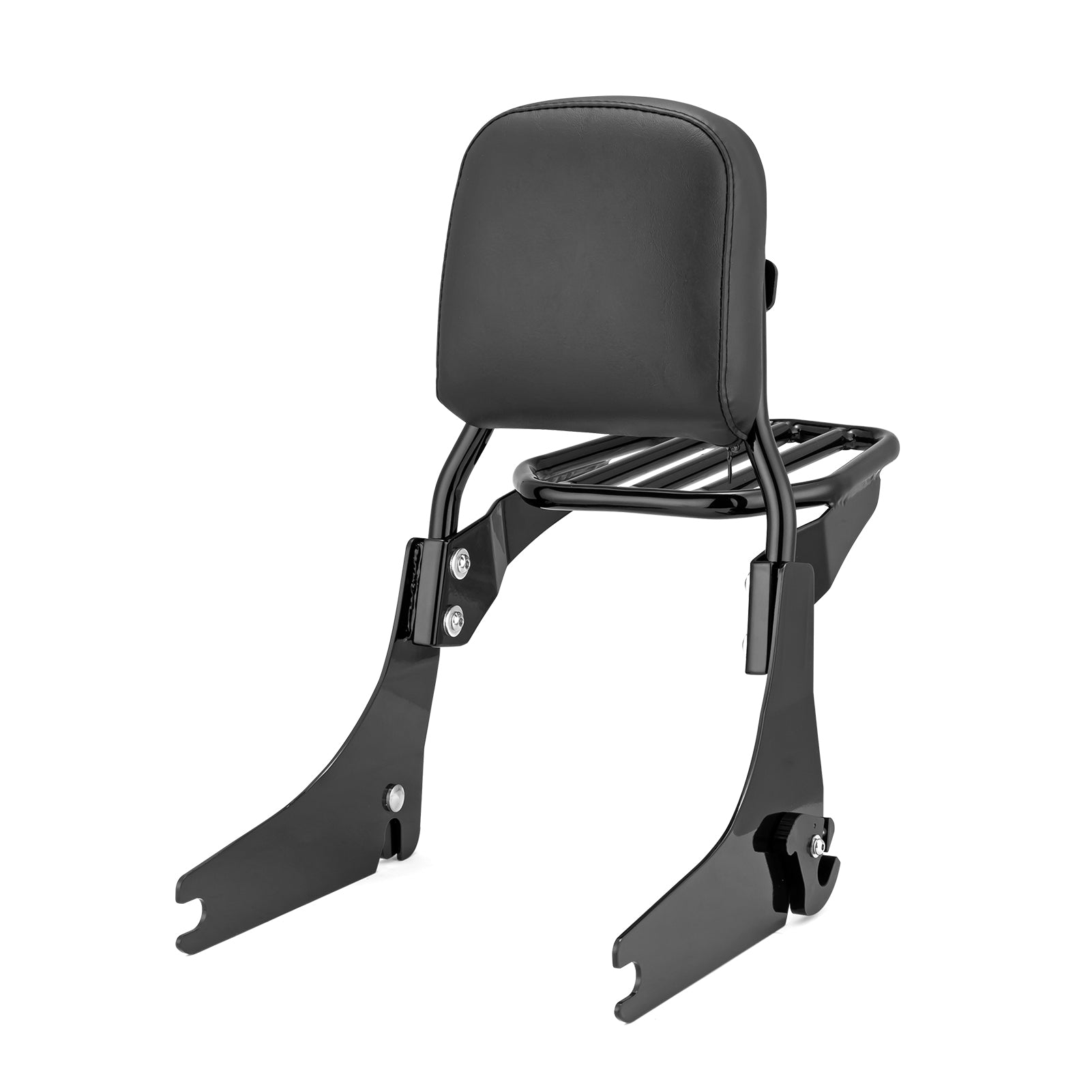 2012 - 2016 Harley Dyna Switchback FLD Black Chrome Passenger Backrests Sissy Bar W/Rack - Mofun - 90302084