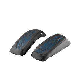 2014 - 2024 Harley Touring Blue Flame Microfiber Leather Saddlebag Lid Covers - Mofun - 90209011
