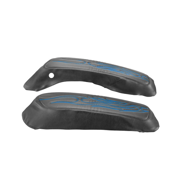 2014 - 2024 Harley Touring Blue Flame Microfiber Leather Saddlebag Lid Covers - Mofun - 90209011