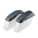 2014 - 2024 Harley Touring Blue Flame Microfiber Leather Saddlebag Lid Covers - Mofun - 90209011