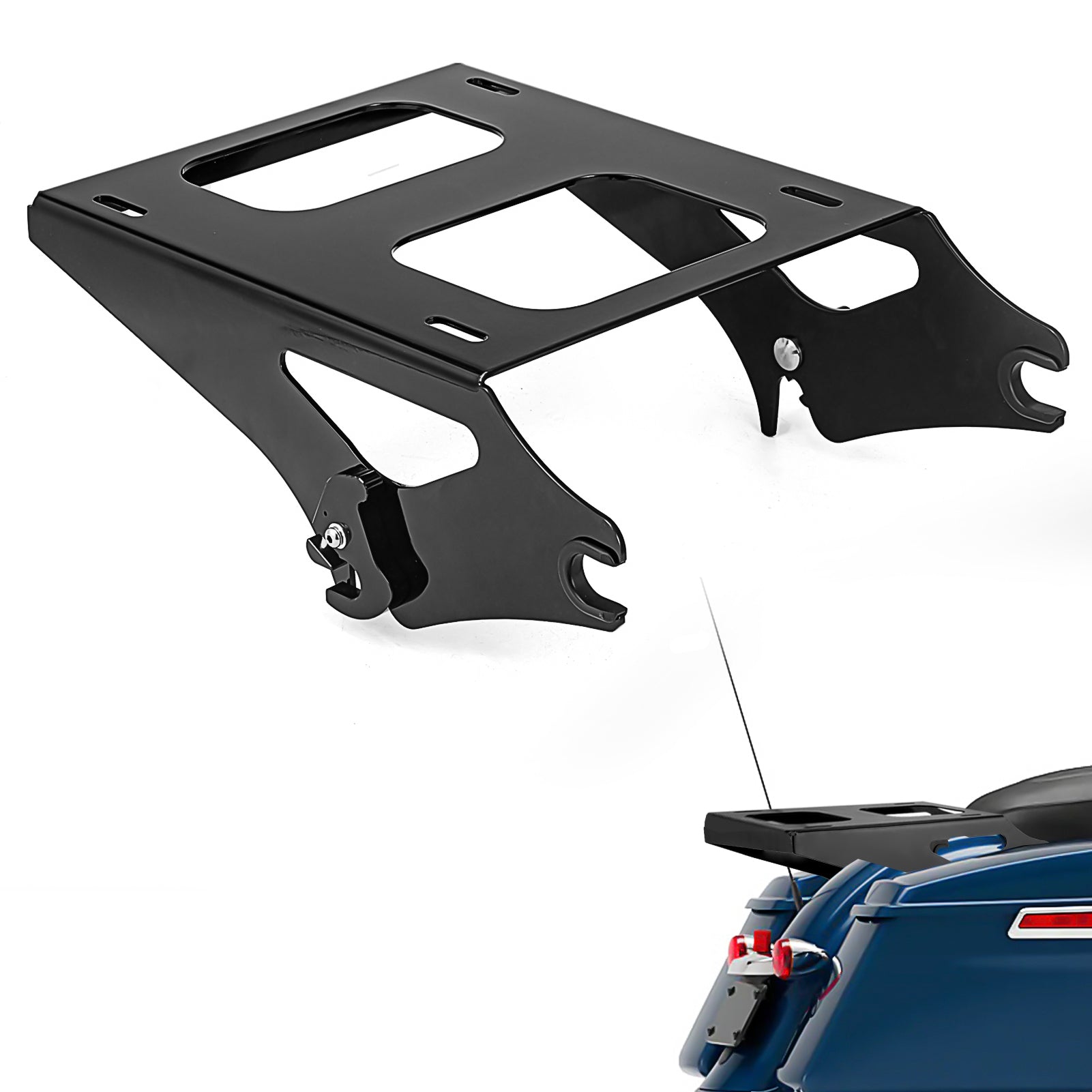 2014 - 2024 Harley Touring Electra Glide Road King Two - Up Tour Pack Pak Trunk Mount Rack - Mofun - HD024 - E