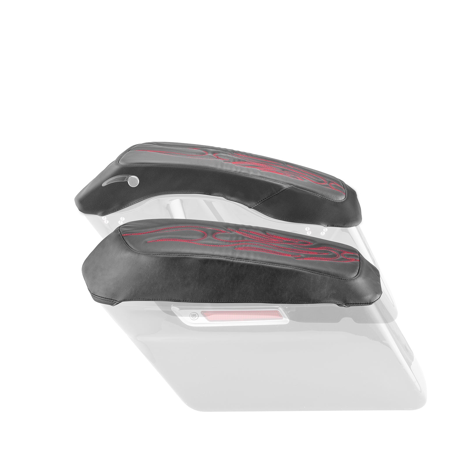 2014 - 2024 harley Touring Red Flame Microfiber Leather Saddlebag Lid Covers - Mofun - 90209009